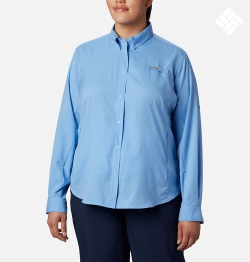 Camasa Columbia PFG Tamiami II Long Sleeve Dama Albastri | Plus Size XR7QAZ81M